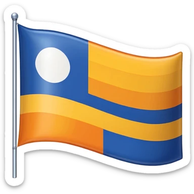 A flag whit darkblue, blue, white, yellow and orange and has 5 stripes white in the middle, blue in next to white left, yellow next to white right, orange next to yellow right, dark blue next to blue left sticker