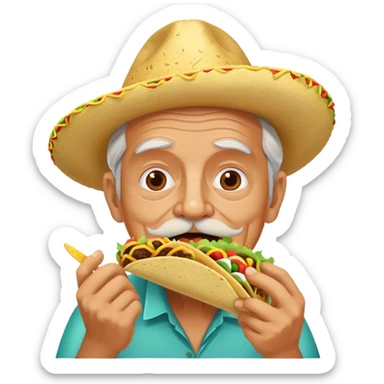 Old man eating a taco sticker