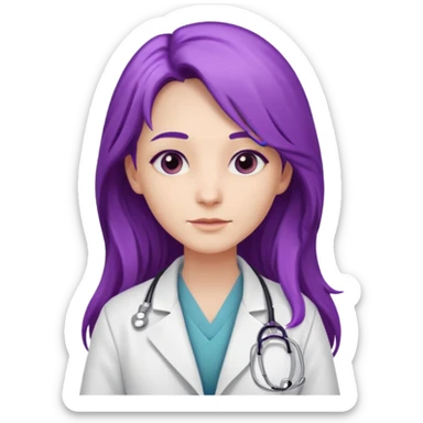 purple long haired doctor sticker