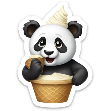 Panda eating ice cream sticker