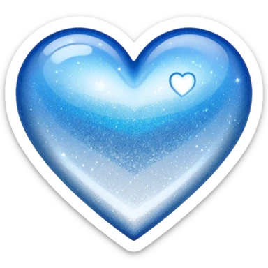 glitter heart, metallic blue to silver ombre sticker