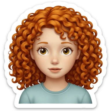 A ginger girl with curly hair in this style 👩🏼‍🦱 just the head no body simile to the apple curly hair emoji just ginger instead  sticker
