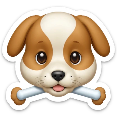 puppy face with white bone  sticker