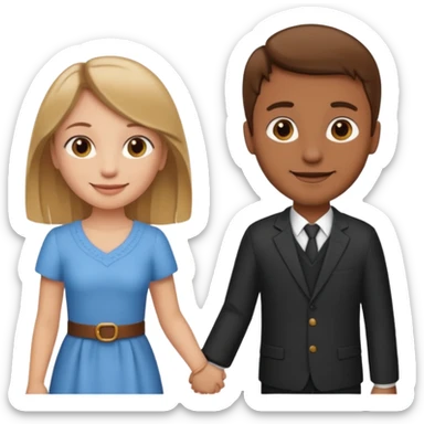 dark blonde girl and brown hair man holding hands sticker