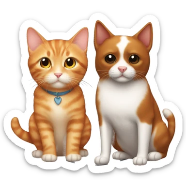 ginger kitty and black dog cute  sticker