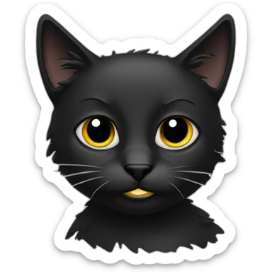 wild messy black cat  sticker