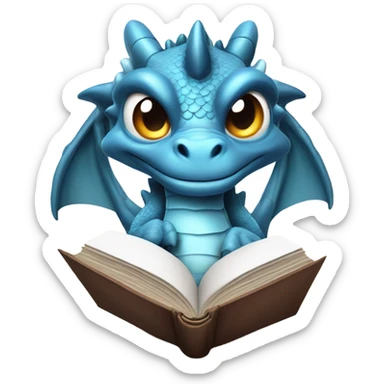 Dragon reading book sticker