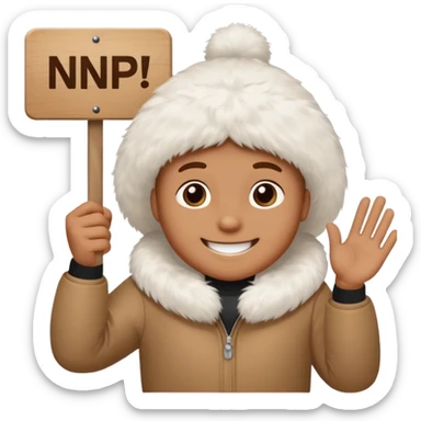 Spud McKenzie holding a sign that says "NP" sticker