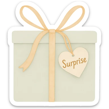 Change the name on the heart-shaped gift tag to 'Surprise', keep the watercolor art style, no background. sticker