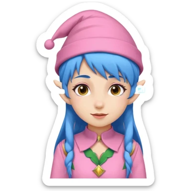 scouts girl elf in pink uniform and hat and blue hair sticker