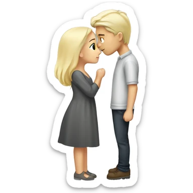 Blonde girl and grey hair boy kissing  sticker