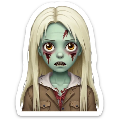 zombie girl with straight long hair and brown eyes sticker