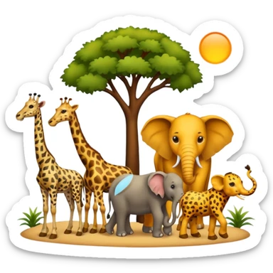 the big five - a lion, leopard, elephant, buffalo and giraffe sticker