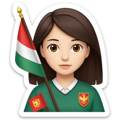 Una ragazza mora chiara con capelli medi mori con la bandiera della bulgaria tra le mani sticker