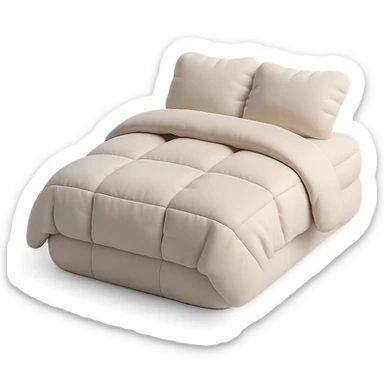 cushion style bed with puffy pillows and blanket, cozy and inviting sticker