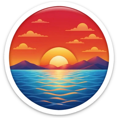sunset over ocean sticker