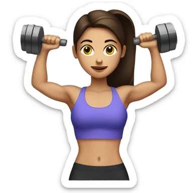 brunette girl with abs lifting weights sticker