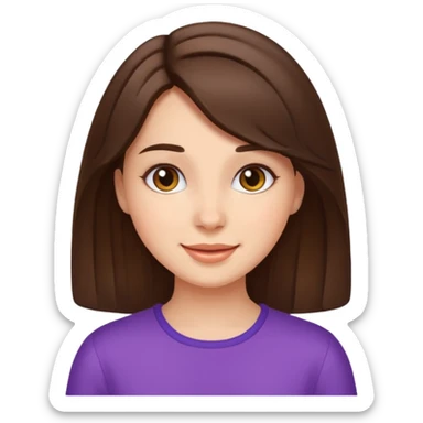 girl with brunette hair, cheerful sticker