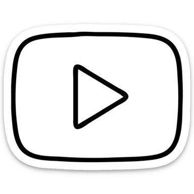 YouTube logo, rounded rectangle with play button in the center sticker
