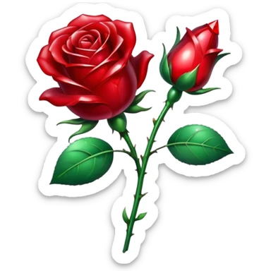 Red crystal rose and stem sticker