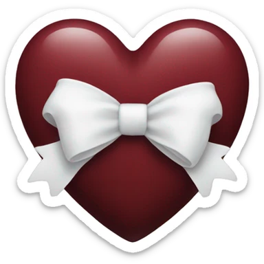 Dark red heart with a white bow sticker