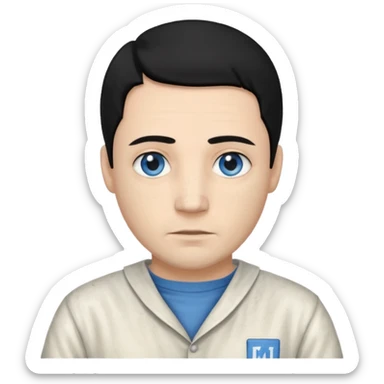 John Broom from Poison with light skin, blue eyes, black hair, ivory inmate outfit  sticker