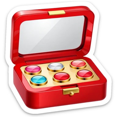 five cosmetic products in jewel box (box is red color_ sticker