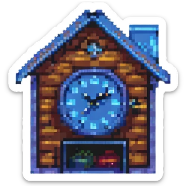 two people, a clock and a house together sticker