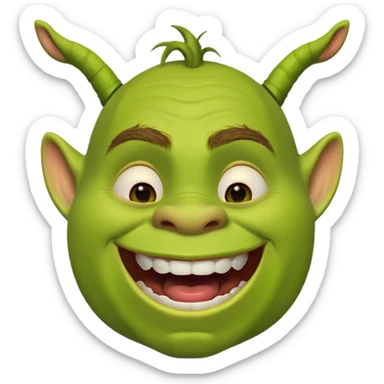 Shrek with wide open mouth laughing sticker