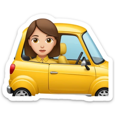 an accident with a yellow car and a lady sticker