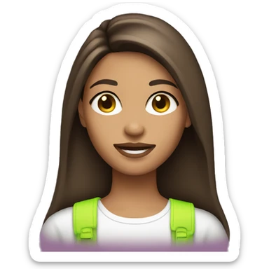 brunette, straight haired girl with tan skin and neon accessories  sticker