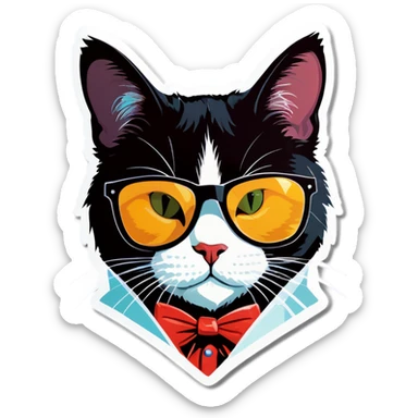 Tuxedo Cat with sunglasses sticker