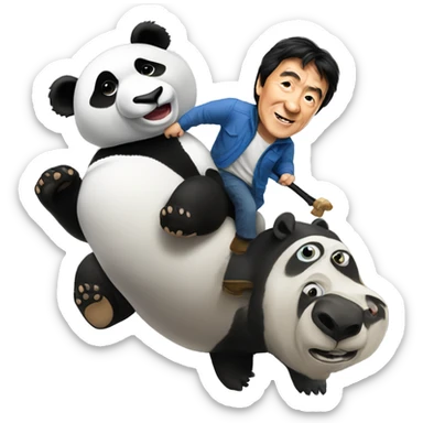 Jackie Chan riding on panda sticker