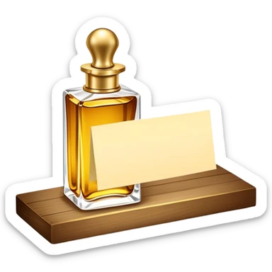 luxurious serum bottle with fancy label on a shelf, blank sticky note nearby sticker