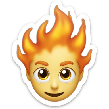 flamme avec des yeux qui sourit sticker