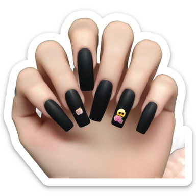 a black set of acrylic long square nails sticker