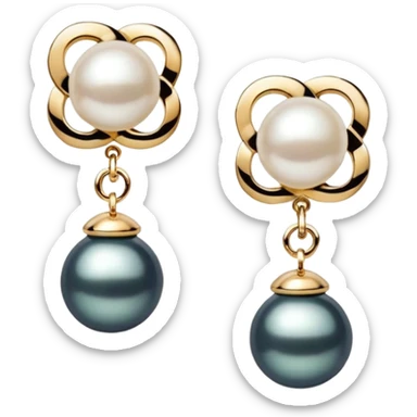 Chanel, Realistic 14k Gold and pearl earrings sticker