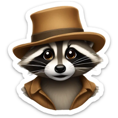 Raccoon with a hat sticker