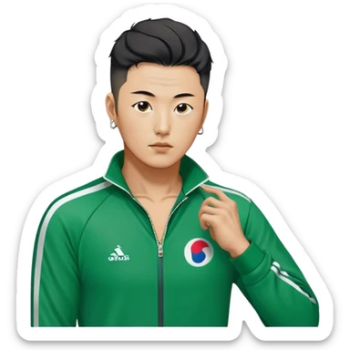 Jang Deok-su , Age: Late 30s
Appearance: A large, have a tattoo on his neck.
Outfit: Green player tracksuit sticker