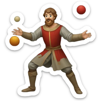 medieval juggler juggling 4 balls sticker