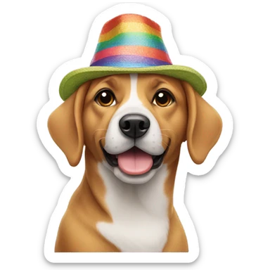 Dog wearing hat sticker