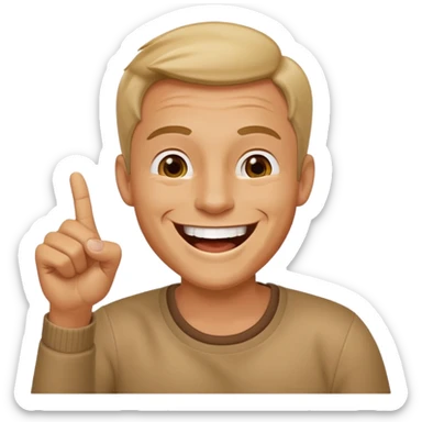 Guy laughing with him pointing sticker