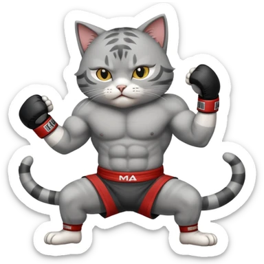 cat doing MMA fighting sticker