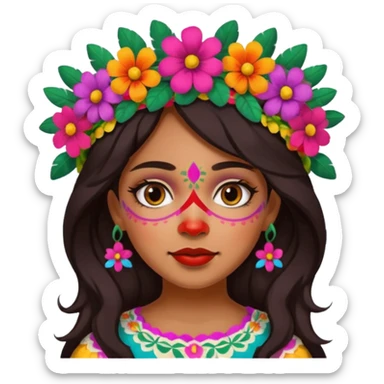 mexican girl with painted face sticker