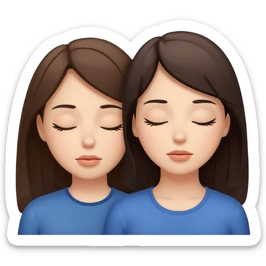 two brunetts breathing like doing yoga or meditating sticker