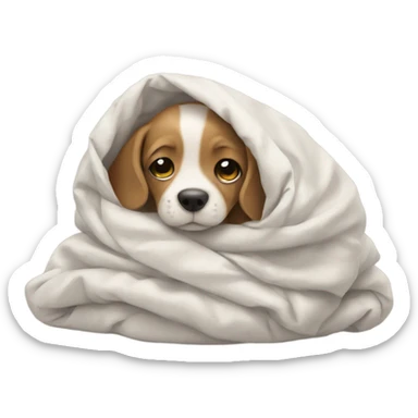Puppy wrapped in a duvet  sticker