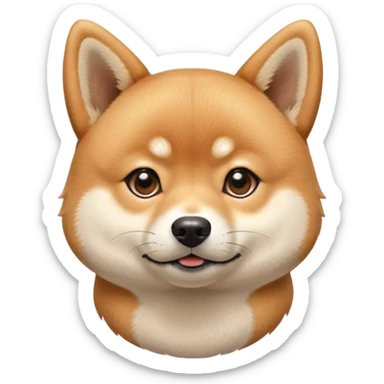 cute Shiba Inu dog confused with a playful, side-eye expression and a tilted head. The dog has light brown fur, big round eyes, and a soft smirk sticker
