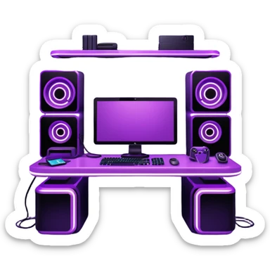 purple gaming setup sticker