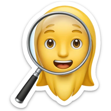 flat mouth emoji with magnifying glass and black background sticker