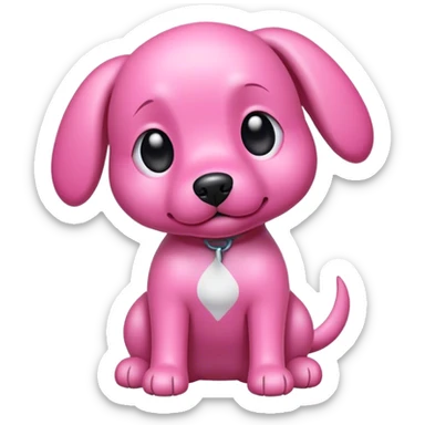 Pink dog with a body sticker